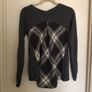 Prana organic cotton sweater- plaid back